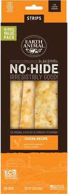 EARTH ANIMAL NO HIDE STRIPS CHICKEN DOG TREAT VALUE 10PK
