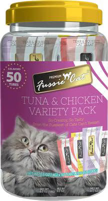 FUSSIE CAT TUNA CHICKEN 5 FLAVORS VARIETY 50 CT