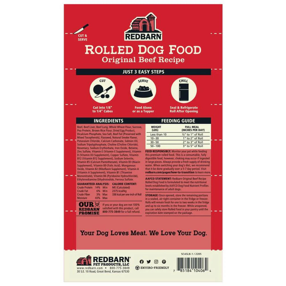 RED BARN DOG FOOD ROLL BEEF LARGE 4#