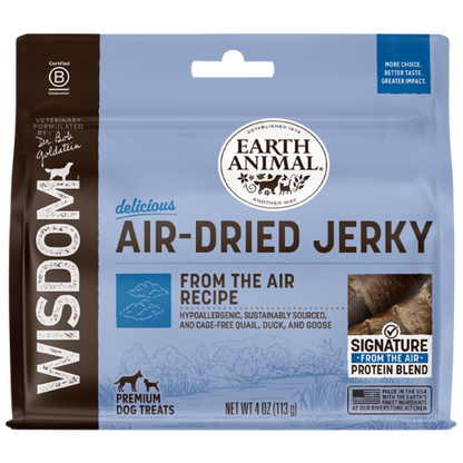 EARTH ANIMAL WISDOM AIR DRIED JERKY FROM THE AIR 4OZ