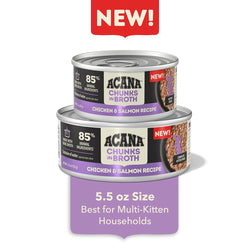 ACANA GRAIN FREE KITTEN CHUNK CHICKEN & SALMON 5.5OZ/12 PACK