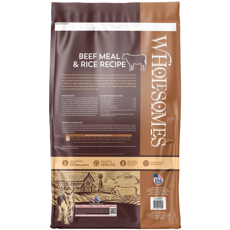 WHOLESOMES BEEF MEAL & RICE 40#