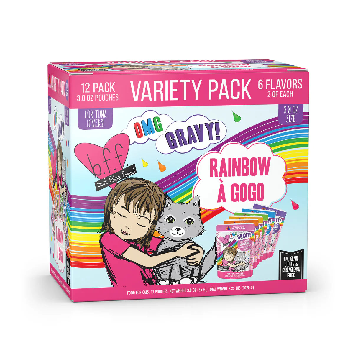 BFF CAT OMG RAINBOW 3OZ POUCH VARIETY 12 PACK