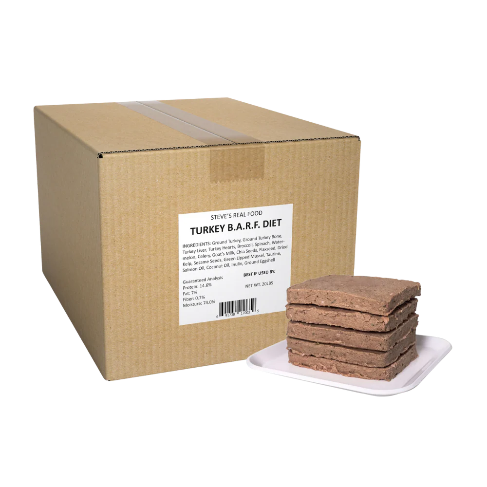 STEVES DOG & CAT FROZEN TURKEY PATTIES BULK 20#