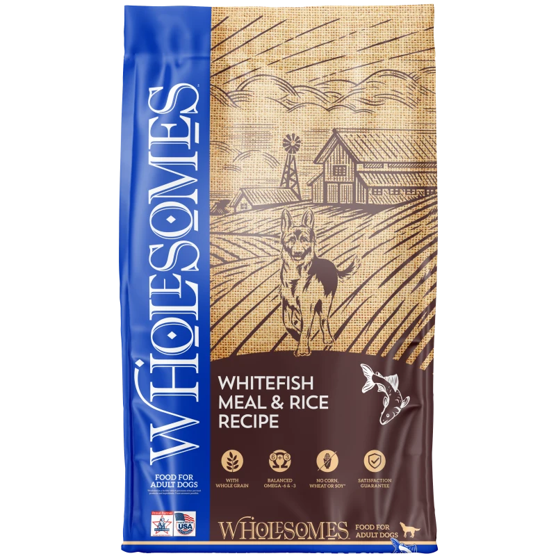WHOLESOMES DOG WHITEFISH MEAL & RICE 40#