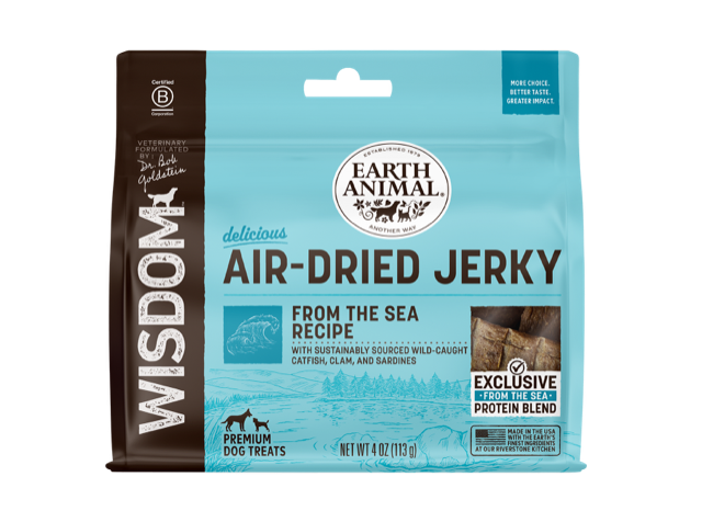 EARTH ANIMAL WISDOM AIR DRIED JERKY FROM THE SEA 4OZ