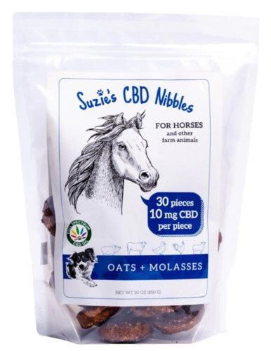 SUZIE'S OATS & MOLASSES 10 MG CBD NIBBLES FOR HORSES 30 CT BAG