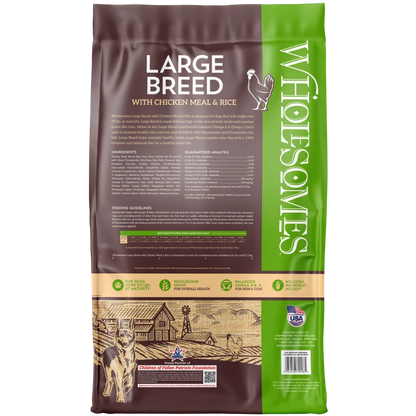 WHOLESOMES DOG LARGE BREED CHICKEN MEAL & RICE 40#
