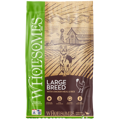 WHOLESOMES DOG LARGE BREED CHICKEN MEAL & RICE 40#