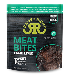 RAISED RIGHT DC MEAT BITES LAMB LIVER 5OZ