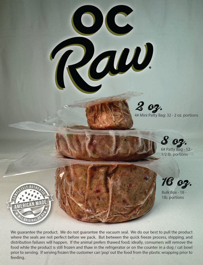 OCRAW FROZEN BULK GRAIN FREE BEEF PRODUCE 18#