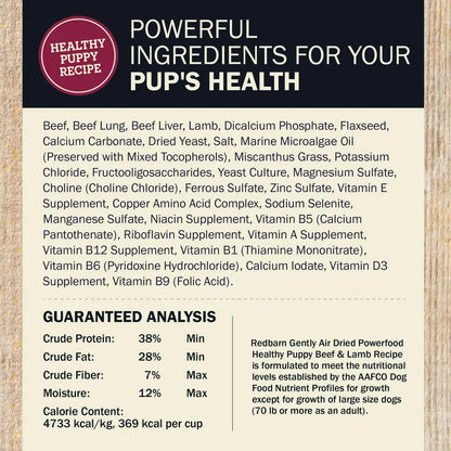 RED BARN DOG GRAIN FREE AIR DRIED PUPPY BEEF LAMB 2#