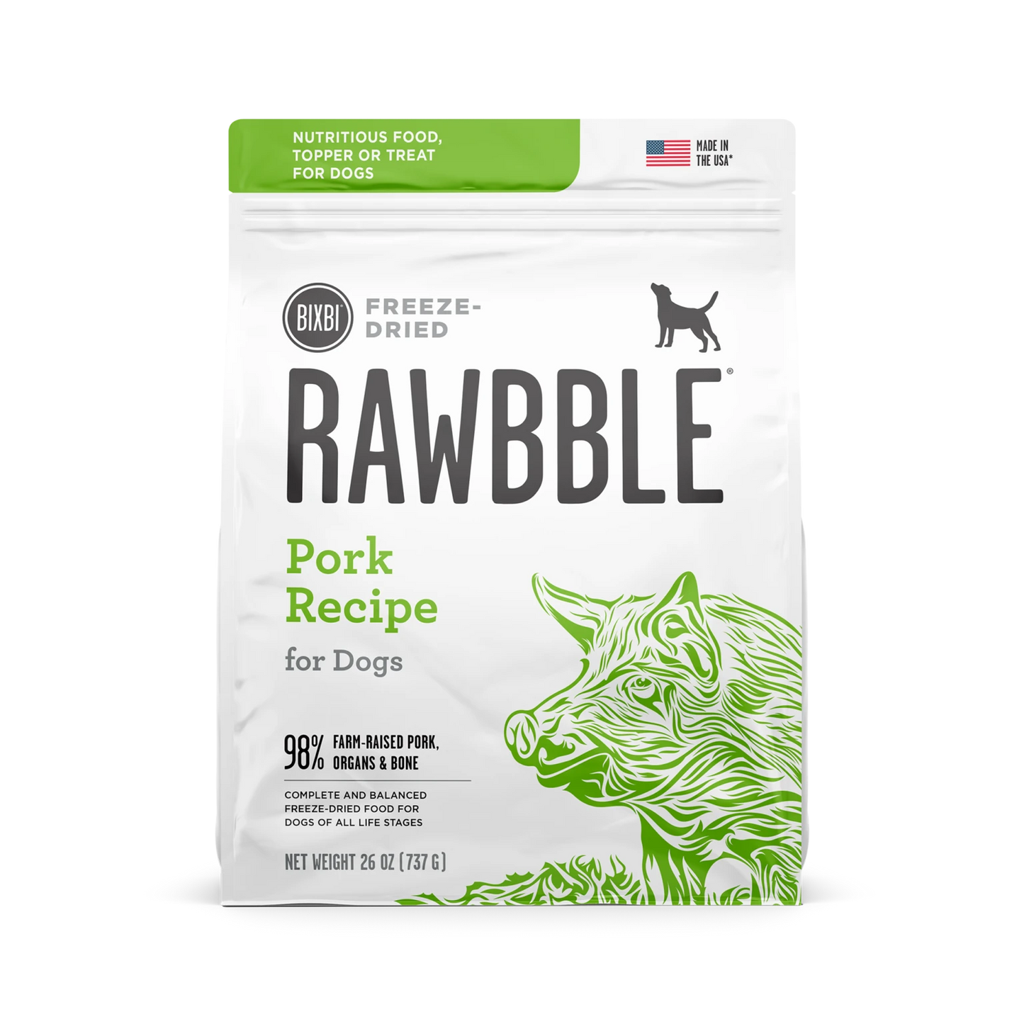 RAWBBLE DOG FREEZE DRIED PORK 12OZ