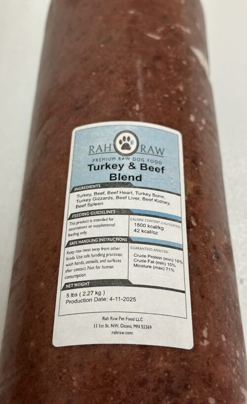 RAHRAW TURKEY BEEF BLEND 80.10.10 5# ROLL
