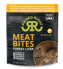 RAISED RIGHT DC MEAT BITES TURKEY LIVER 5OZ