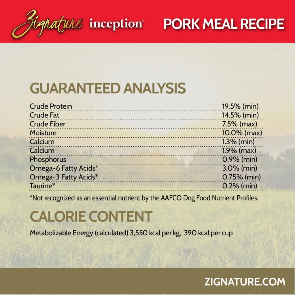 INCEPTION DOG DRY FOOD PORK MEAL RECIPE 27#