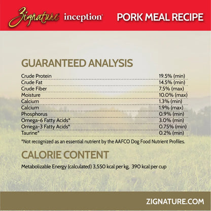 INCEPTION DOG DRY FOOD PORK MEAL RECIPE 27#