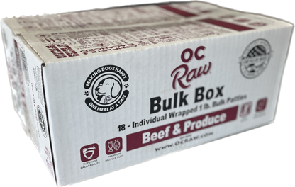 OCRAW FROZEN BULK GRAIN FREE BEEF PRODUCE 18#