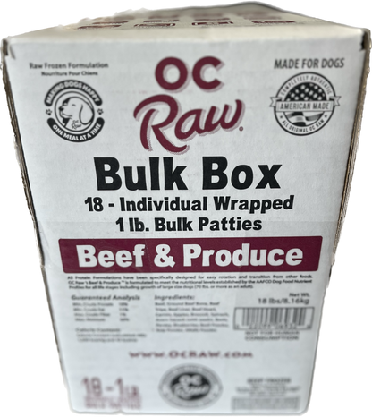 OCRAW FROZEN BULK GRAIN FREE BEEF PRODUCE 18#