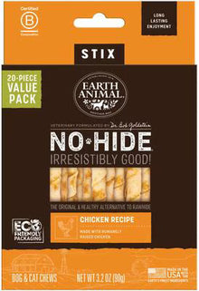 EARTH ANIMAL DOG NO HIDE STIX CHICKEN 20PK
