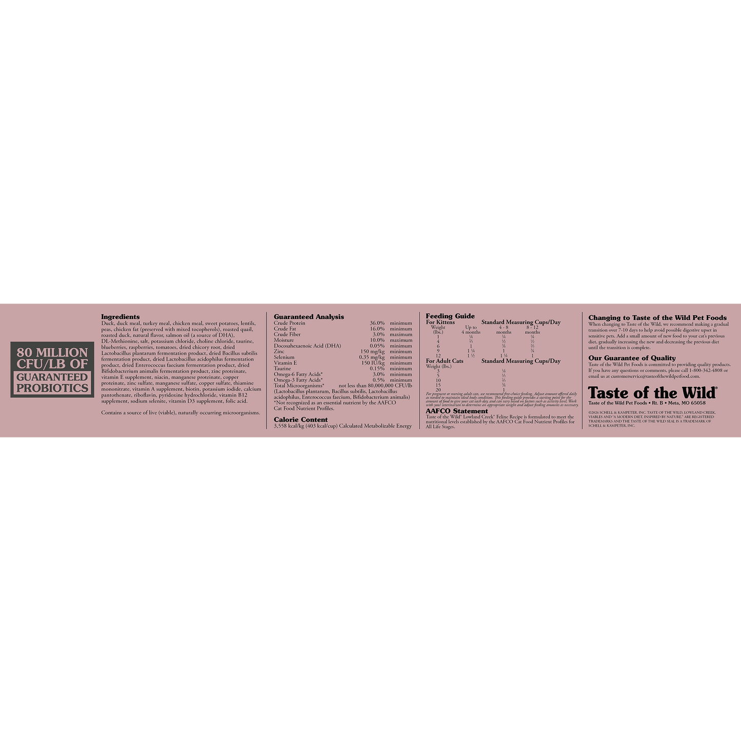 TASTE OF THE WILD CAT GRAIN FREE LOWLAND CREEK 5#