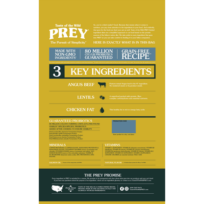 TASTE OF THE WILD CAT GRAIN FREE PREY LID ANGUS BEEF 15#