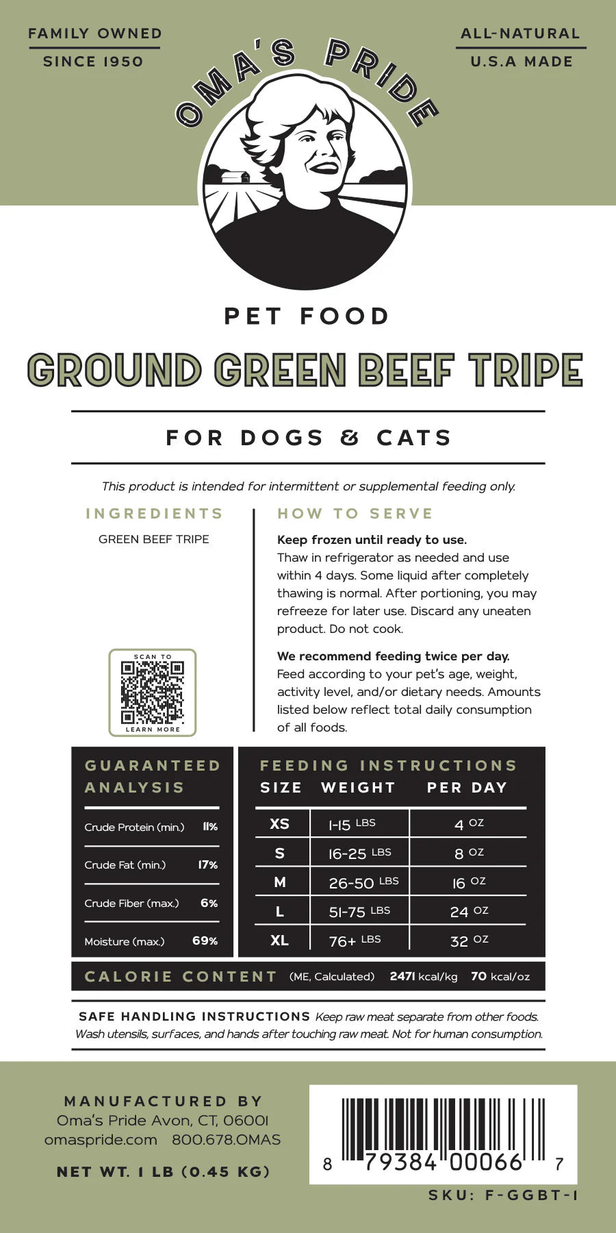 OMA'S PRIDE FROZEN GROUND BEEF TRIPE 1#
